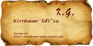 Kirnbauer Géza névjegykártya